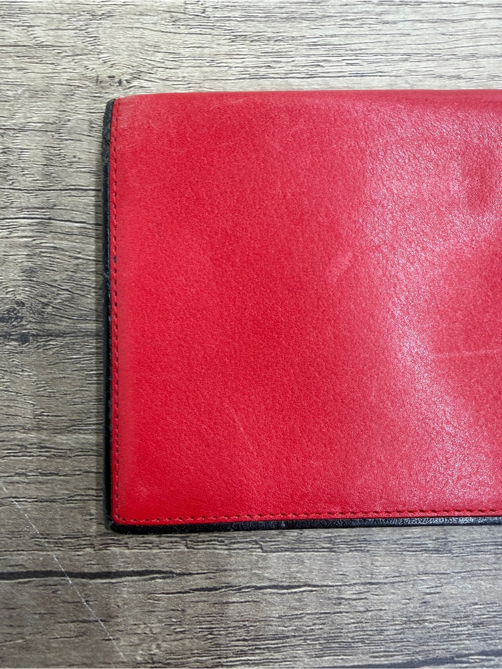 Yves Saint Laurent Vintage Red Leather Long Wallet with Black Logo Trim - Picture 12 of 12